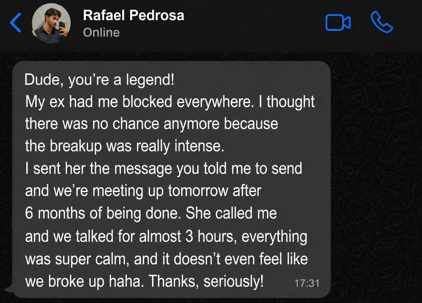 Thabo testimonial message